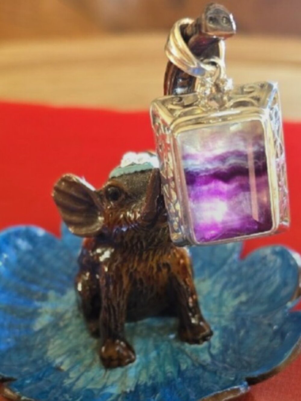 Vintage Signed Shankari Sterling Silver Fluorite Pendant | Artisan Necklace